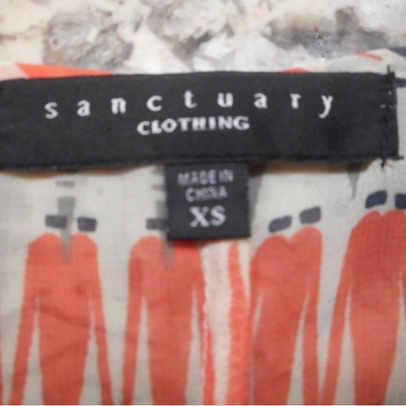 Sanctuary sz xs orange gray v-neck butterfly top blouse - Picture 3 of 3
